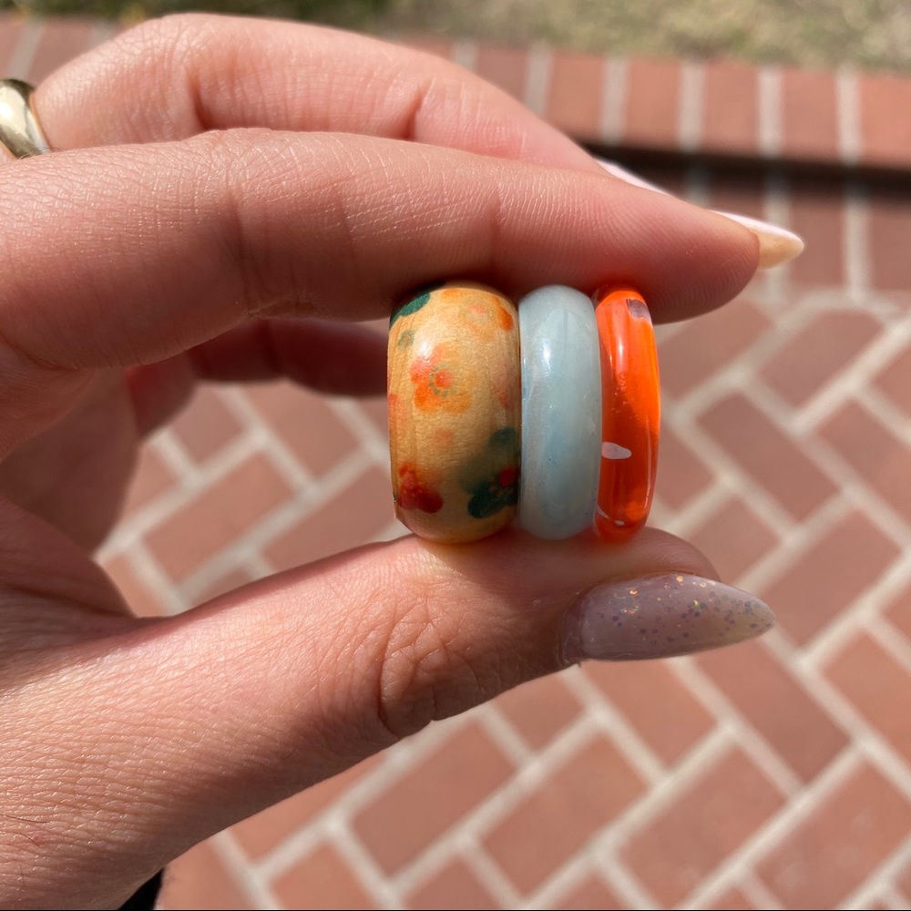 Set of 3 assorted vintage ‘70s colorful rings